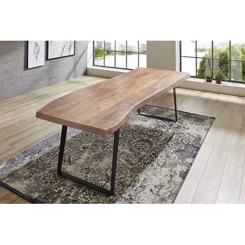 Esstisch Baumkante massiv Akazie natur 180 x 90 schwarz Halmstad