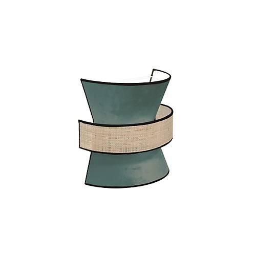 Wandleuchte Gatsby, Samt/Rattan, moosgrün, B 300 x T 300 x H 150 mm, 2 x E27, meet by paperflow
