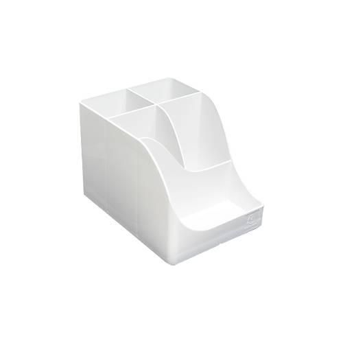 Exacompta Stifteköcher Pen Wave Autentik, 5 Fächer, aus recyceltem Kunststoff, skandinavisches Design, für Büro & Homeoffice, weiß