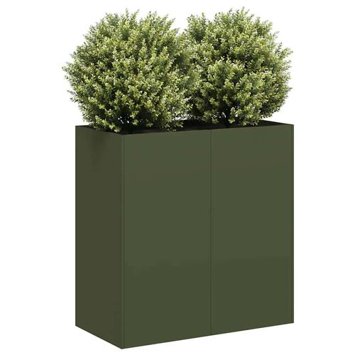 Pflanzgefäß Olivgrün Stahl Steel/Olive Green | Größe: 80 x 40 x 80 cm