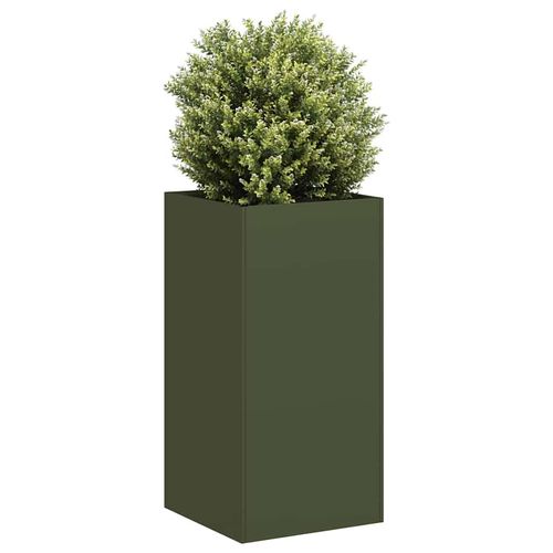 Pflanzgefäß Olivgrün Stahl Steel/Olive Green | Größe: 40 x 40 x 80 cm