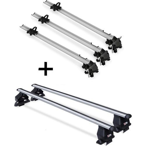 3x Fahrradträger Bike Pro + Dachträger Menabo Tema kompatibel mit Peugeot 107 (5Türer) 2005-2014