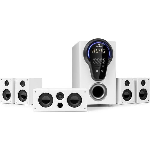 auna Areal 525 5.1 Soundsystem, Heimkinosystem, 5.1 Heimkinosystem, RMS, Subwoofer, 4 oder 5 Satellit, AUX-Eingang, Heimkino mit 125 Watt, weiß