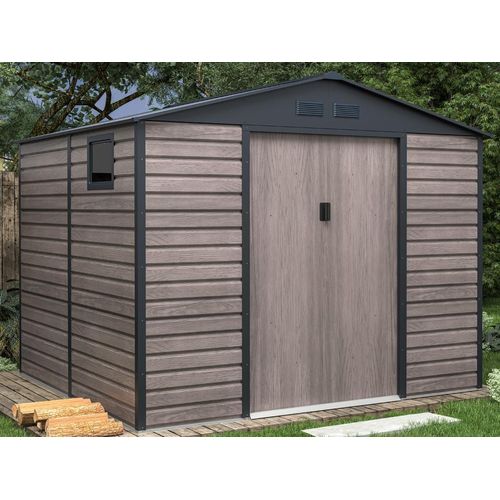 Gartenhaus Gerätehaus - 7,17 m² - Stahl - Holz-Optik - Grau - ADELMO