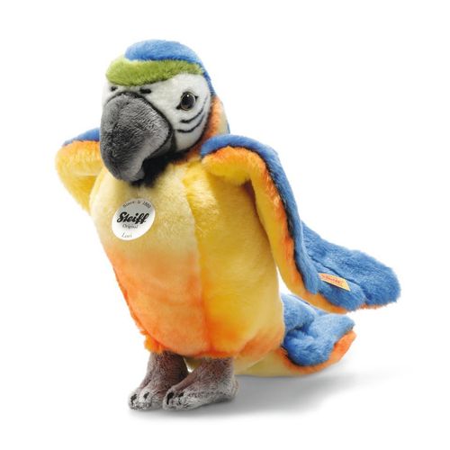 Steiff Lori Papagei 26 blau/ gelb stehend 063985