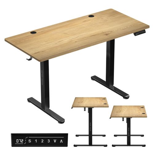 MARK ADLER Leader 7.0 | Höhenverstellbarer Schreibtisch Elektrisch Bürotisch Stehtisch | 120x60 cm | 3 Memory-Steuerung | Memoboard | Schwarz Eiche
