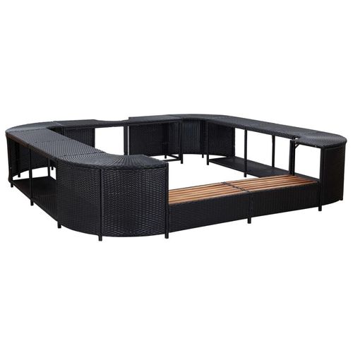 Prolenta Premium - Whirlpool-Umrandung Quadratisch Schwarz 268x268x55 Poly Rattan