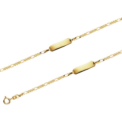 JB Damen ID Goldarmband Figaro diamantiert 2,1 mm 333 - 8 Kt 16 cm