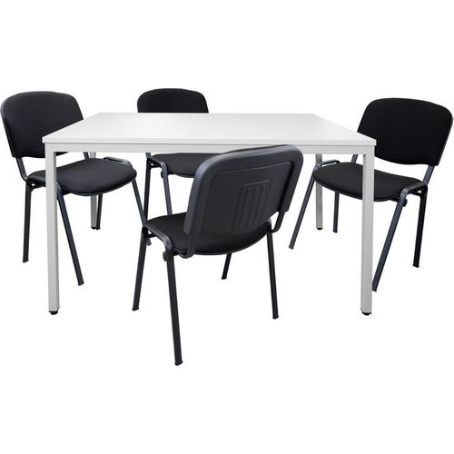 Vorteilspreis - Set Stahlrohrtisch (L 1200 mm) inkl. 4 Besucherstühle