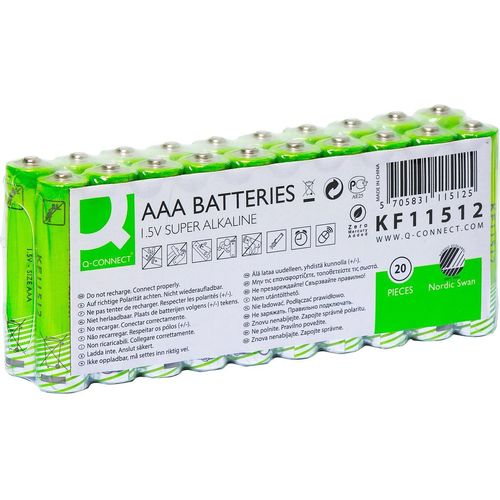 Q-CONNECT KF11512 Batterie AAA/LR03, Nordic Swan, 20 Stück, grün