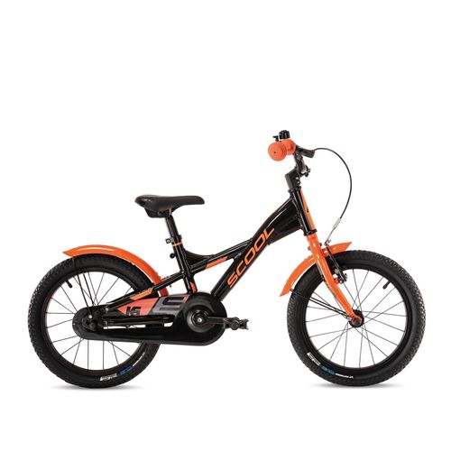S'COOL XXlite 16 Zoll 1-Gang Black/Orange | 16 Zoll Fahrrad für Kinder und Jugendliche | ergonomische Sitzposition | Kinderfahrrad | 1 Gang