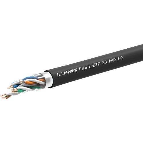 Lanview Cat6 F-UTP 4x2xAWG23 PE Netzwerkkabel Schwarz 305m Outdoor, LVN-CAT6PE-FUTP-305M