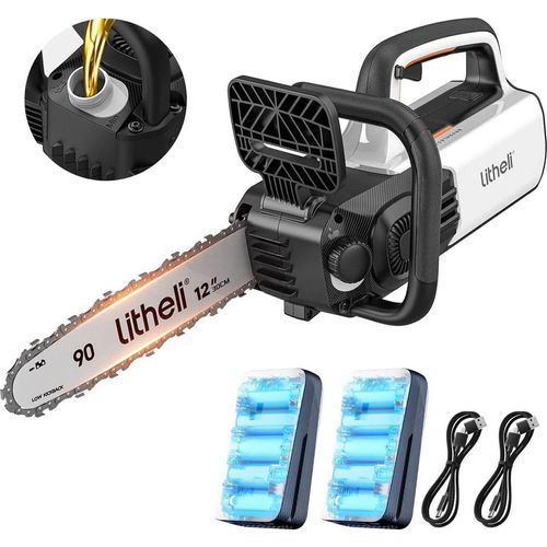 Litheli U20 Kettensaege 2x20V/2.0Ah, Farbe:Schwarz