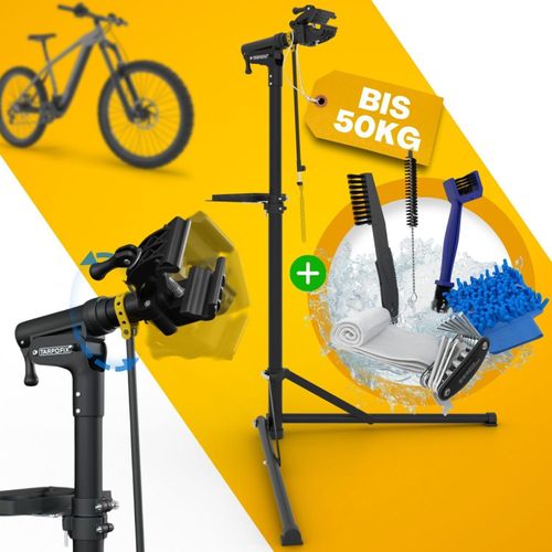 Tarpofix Fahrrad Montageständer – Stabiler Reparaturständer für E-Bike & MTB, 50 kg belastbar, 360° drehbar, höhenverstellbar