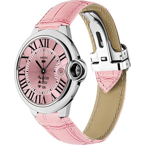 Eko, Connected Watch 5.0 mit Mikrofon und Lederarmband mit Faltschließe, Rosa