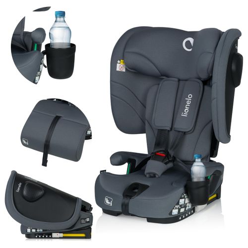 Lionelo Kindersitz Nelly i-Size 76-150 cm Neigungsverstellung der Rückenlehne (4 Stufen), Montage: ISOFIX und Top-Tether-Gurt - Grau