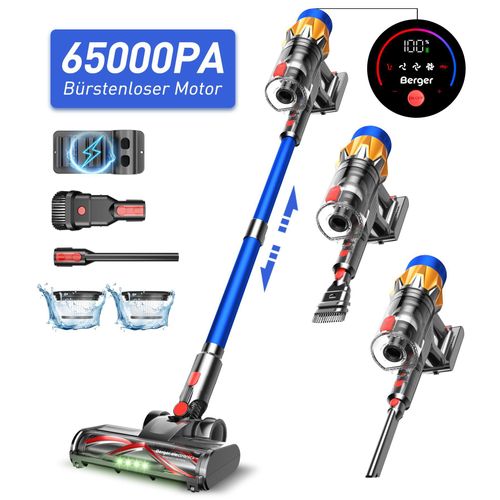 MIBODE Staubsauger, Anyson Staubsauger, Akku-Hand-und Stielstaubsauger, Staubsauger Kabellos, 70 min Laufzeit, Berger 1.8L 65000 Pa/600W, HEPA Filter