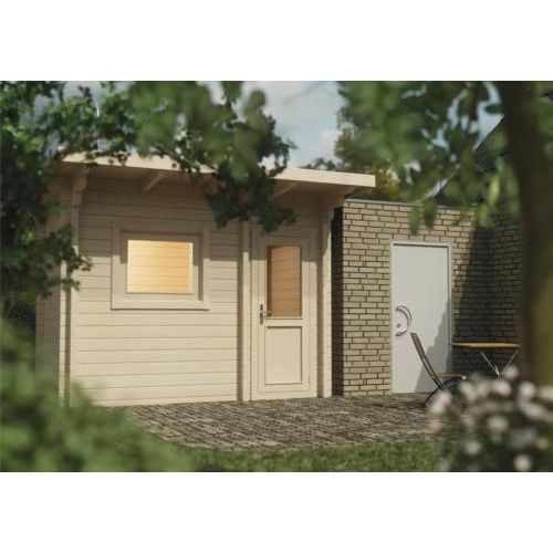 Saunahaus RoRo ABN KEP1 ohne Ofen mit Fenster und Holztüre mit Isolierglas wärmegedämmt
