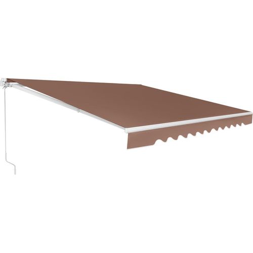 GOPLUS 3,6x3m Gelenkarmmarkise, 40°-100° eingestellt Markise, Balkonmarkise mit Handkurbel, Anti-UV & Wasserfest