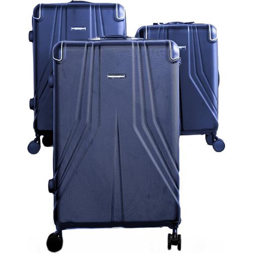 3 Tlg. Koffer-Set mit 4 Rädern Hartschale mit Kantenschutz 360° drehbar Blau