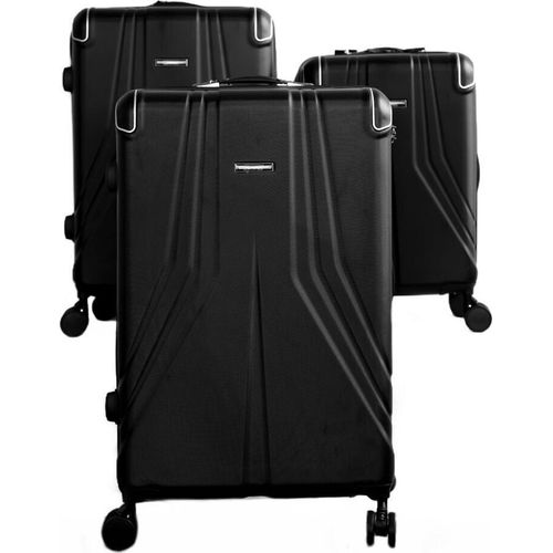 3 Tlg. Koffer-Set mit 4 Rädern Hartschale mit Kantenschutz 360° drehbar Schwarz