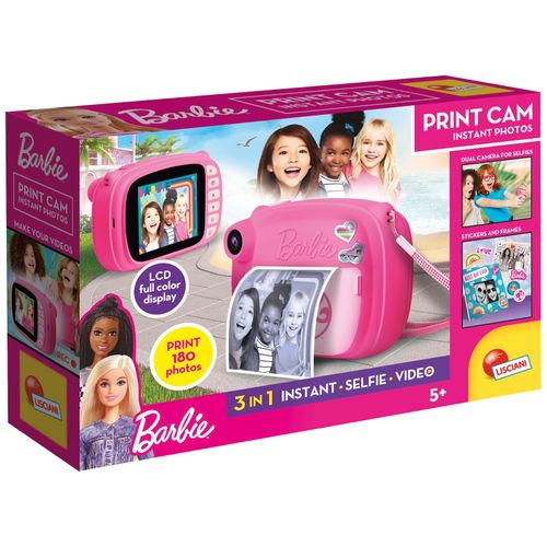 Lisciani 97050 - Barbie Print Cam Sofortbildkamera Kamera Drucker Fotos Kinder Mädchen Photos