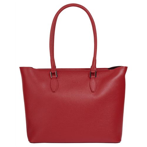 Shopper CLUTY, Damen, Gr. B/H/T: 40cm x 30cm x 12cm onesize, rot, Leder, leicht glänzend, unifarben, Taschen, echt Leder, Made in Italy
