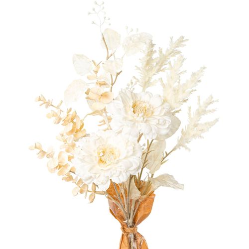Kunstblumenstrauß CREATIV GREEN "Zinnien-Mix-Bund", beige (creme), B:20cm H:58cm T:12cm, Polyester, Kunstpflanzen