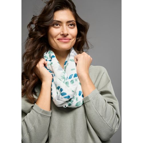 Loop LAURA SCOTT, Damen, blau (weiß, marine), Web, Polyester, gemustert, bedruckt, casual, Modetücher, mit Pinsel-Tupfen-Alloverdruck -NEW