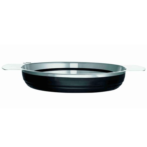 Seiher RÖSLE, schwarz, H:10,5cm Ø:24cm, Silikon, Küchensiebe, zusammenfaltbar, zum Abseihen von Lebensmitteln, spülmaschinengeeignet