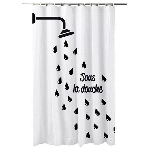 Duschvorhang ADOB, schwarz-weiß (weiß, schwarz), B:180cm H:200cm, Polyester, Duschvorhänge, Höhe 200 cm