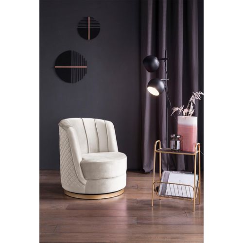 Drehsessel SALESFEVER, beige, B:68cm H:77cm T:57cm, Samt (100% Polyester), Metall, Sessel, 360 Drehfunktion