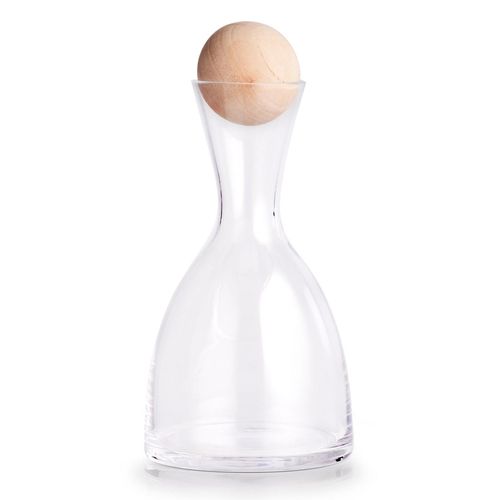 Karaffe ZELLER PRESENT, transparent (transparent, natur), B:11,5cm H:25,5cm T:11,5cm Ø:11,5cm, Glas, Holz, Karaffen, Glas/Schime-Holz, 750 ml