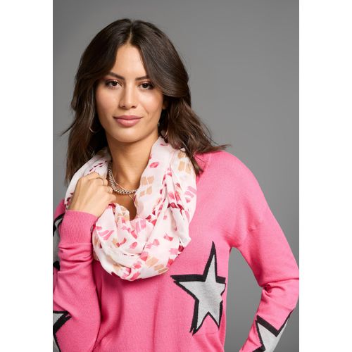 Loop LAURA SCOTT, Damen, rosa (weiß, rose), Web, Polyester, gemustert, bedruckt, casual, Modetücher, mit Pinsel-Tupfen-Alloverdruck -NEW