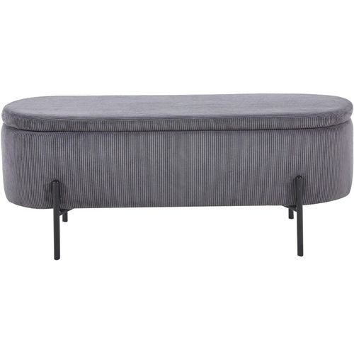 Hockerbank SALESFEVER, grau (grau, schwarz), B:110cm H:44cm T:40cm, Cord-Stoff (88% Polyester/12% Nylon), Metall, Hocker, aufklappbar, mit Stauraumfunktion