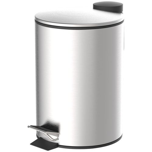 Mülleimer EISL, grau (edelstahl), H:23,2cm Ø:16,8cm, Edelstahl, Mülleimer, Mülleimer, Badmülleimer Edelstahl, Absenkautomatik, entnehmbarer Hygieneeimer, 3l