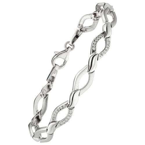 Armband JOBO, silber (silber 925, weiß), Armbänder, Damen, Silber 925 (Sterlingsilber), 925 Silber mit 48 Zirkonia 19 cm