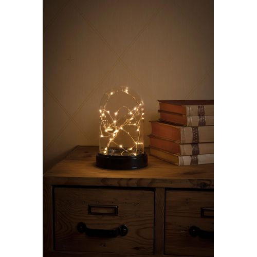 LED Dekolicht KONSTSMIDE, transparent, B:11,5cm H:17,5cm L:11,5cm T:11,5cm Ø:11,5cm, Lampen, LED Dekoglaskuppel mit silberfb. Draht, 30 bernsteinfarbene Dioden