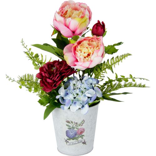 Kunstpflanze I.GE.A., rosa (weiß, rosa), B:25cm H:36cm T:20cm, Kunststoff, Metall, Polyester, Kunstpflanzen