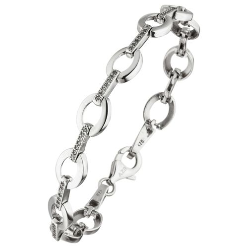 Armband JOBO, silber (silber 925, weiß), Armbänder, Damen, Silber 925 (Sterlingsilber), 925 Silber mit 70 Zirkonia 19 cm