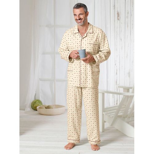 Schlafanzug KINGS CLUB, Herren, Gr. 48/50, beige, 100% Baumwolle, Langarm, Homewear-Sets