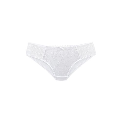 Panty LASCANA, Damen, Gr. 36/38, weiß, solid, Mesh, Spitze, Obermaterial: 78% Polyamid, 14% Polyester, 8% Elasthan, Unterhosen, mit glänzender Blumenstickerei