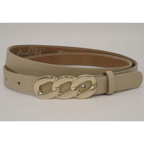 Ledergürtel ANNAMATONI, Damen, Gr. 115, beige, Rindsleder, unifarben, casual, Gürtel, mit goldener Schließe