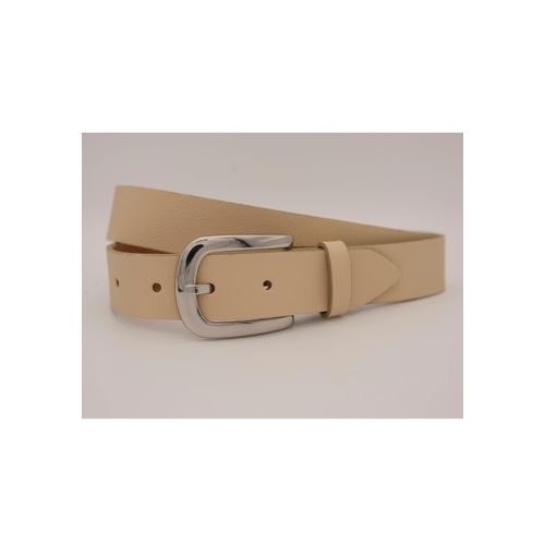 Ledergürtel ANNAMATONI, Damen, Gr. 100, beige, Rindsleder, unifarben, casual, Gürtel, mit silberner Schließe