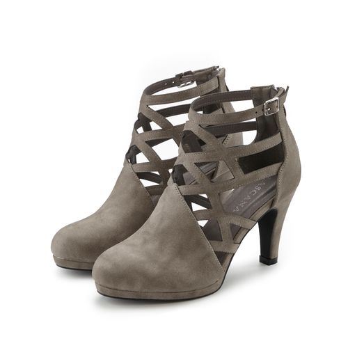 Stiefelette LASCANA, Damen, Gr. 42, grau, Obermaterial: 100% Lederimitat. Futter: 100% Lederimitat. Decksohle: 100% Lederimitat. Laufsohle: 100% Synthetik, unifarben, modisch, Schuhe, Stiefel, Boots mit Cut-Outs VEGAN
