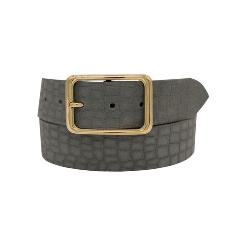 Ledergürtel ANNAMATONI, Damen, Gr. 100, grau, Leder, unifarben, Kroko-Optik, elegant,feminin,klassisch,modisch, Gürtel