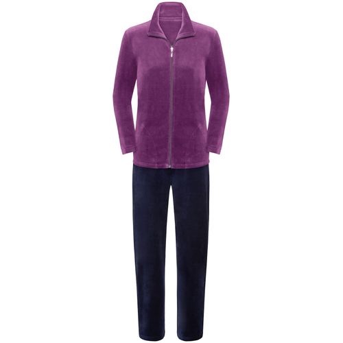 Hausanzug COMTESSA, Damen, Gr. 44/46, lila (beere), 80% Baumwolle, 20% Polyester, Langarm, Homewear-Sets Freizeitanzug Hausanzug