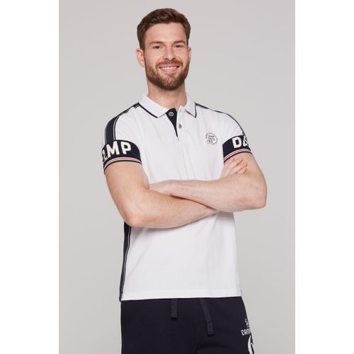 Poloshirt CAMP DAVID, Herren, Gr. M, weiß, Material: 100% Baumwolle, bedruckt, casual, regular fit normal, Kurzarm eingesetzt Bündchen, Shirts, aus Baumwolle