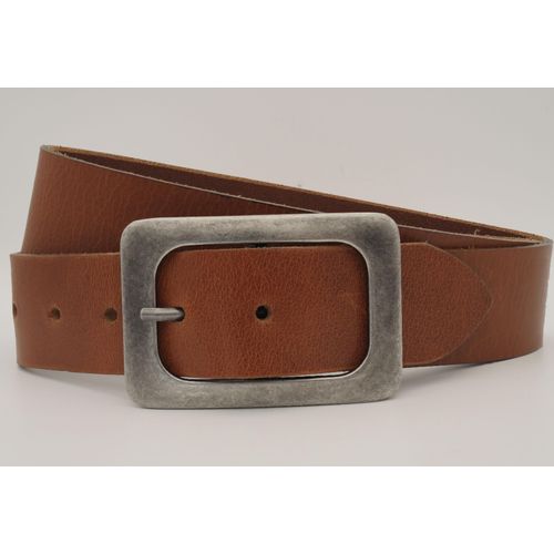 Ledergürtel ANNAMATONI, Damen, Gr. 85, braun (cognac), Rindsleder, casual, Gürtel, mit silbener Schließe