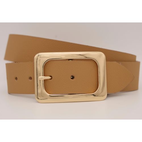 Ledergürtel ANNAMATONI, Damen, Gr. 105, braun (mud), Rindsleder, unifarben, casual, Gürtel, mit goldener Schließe